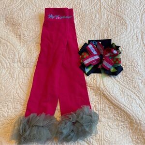New Girls Hip Together one size Red / Olive Tulle leg warmers leggings